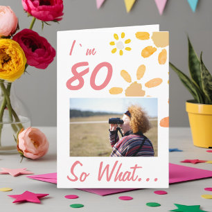 80 So おもしろい 80th誕生日フローラ カード