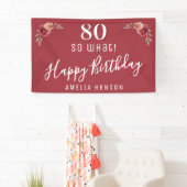 80 So what 赤い水彩花柄 80歳の誕生日 横断幕 (インサイチュ)