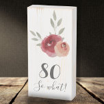 80 So what Funny Watercolor Rose 80th Birthday ウッドボックスサイン<br><div class="desc">80 So what Funny Watercolor Rose 80th Birthday Wooden Box Sign. Floral 80th birthday wooden box sign with beautiful watercolor roses and twigs. The funny and inspirational text 80 So what is a great gift for a woman who celebrates 80 years and has a sense of humor. You can change...</div>