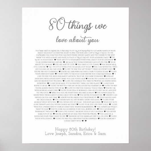 80 things we love about you poster ポスター (正面)