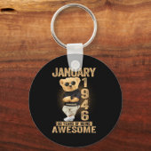 80 Year Old January 1946 Teddy Bear 80th Birthday  キーホルダー (正面)