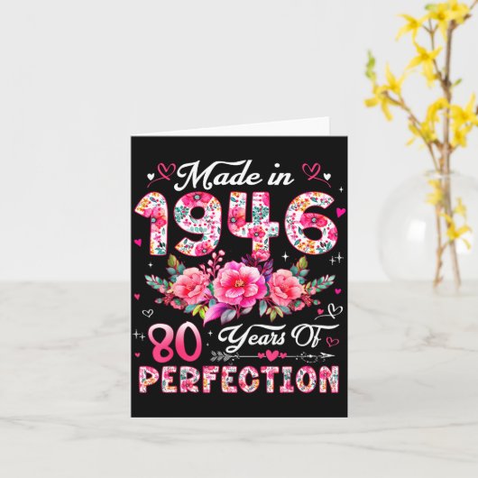 80 Year Old Made In 1946 Floral 80th Birthday Wome カード (黄色い花)