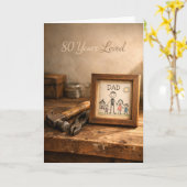 80 Years Loved Rustic Dad Workbench 80th Birthday  カード (黄色い花)