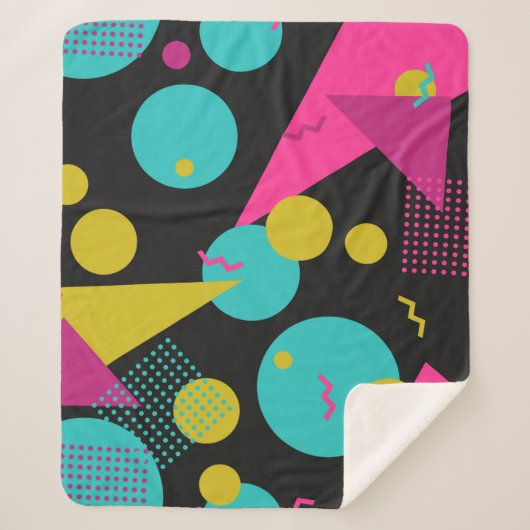80sのジオメトリシームレスパターンとmemphis要素 シェルパブランケット (正面)