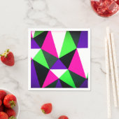 80sはっきりしたカラーブロックネオングリーンピンクパープル スタンダードカクテルナプキン (インサイチュ)