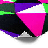 80sはっきりしたカラーブロックネオングリーンピンクパープル ポスター (角)