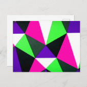 80sはっきりしたカラーブロックネオングリーンピンクパープル ポストカード (正面/裏面)