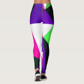 80sはっきりしたカラーブロックネオングリーンピンクパープル レギンス (裏面)