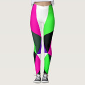 80sはっきりしたカラーブロックネオングリーンピンクパープル レギンス (正面)