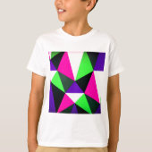 80sはっきりしたカラーブロックネオングリーンピンクパープル tシャツ (正面)