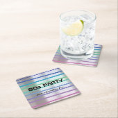 80sまたは90sテーマパーティーまたは懇親会 スクエアペーパーコースター (インサイチュ)
