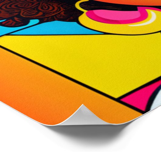 80sアメリカの女ポップ・アートのの子アートスタイルカラフル: ! ポスター (角)