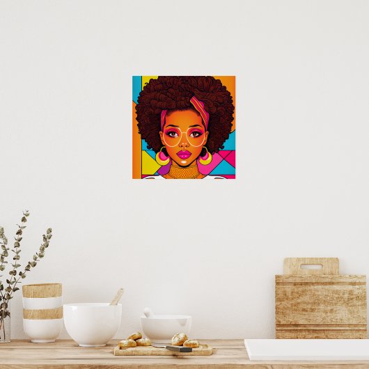 80sアメリカの女ポップ・アートのの子アートスタイルカラフル: ! ポスター (キッチン)