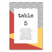 80sアートポップ・アートのメンフィススタイルシーティングチャートカード テーブルナンバー (正面)