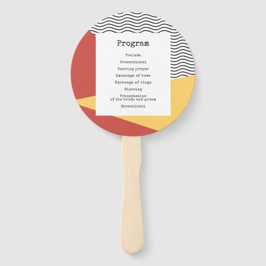 80sアートポップ・アートのメンフィススタイル結婚式プログラム ハンドファン (裏面)