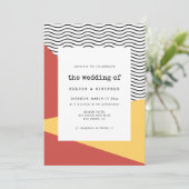 80sアートポップ・アートのメンフィススタイル結婚式招待状 セーブザデート (スタンド正面)