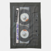 80sカセットテープブラックヴィンテージミックステープ キッチンタオル (縦)