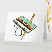 80sカセットテープペンシル1980sレトロヴィンテージスロー カード (黄色い花)