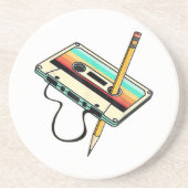 80sカセットテープペンシル1980sレトロヴィンテージスロー コースター (正面)
