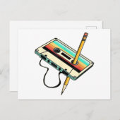 80sカセットテープペンシル1980sレトロヴィンテージスロー シーズンポストカード (正面/裏面)