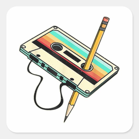 80sカセットテープペンシル1980sレトロヴィンテージスロー スクエアシール (正面)