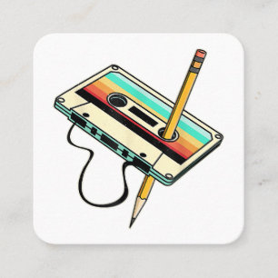 80sカセットテープペンシル1980sレトロヴィンテージスロー スクエア名刺