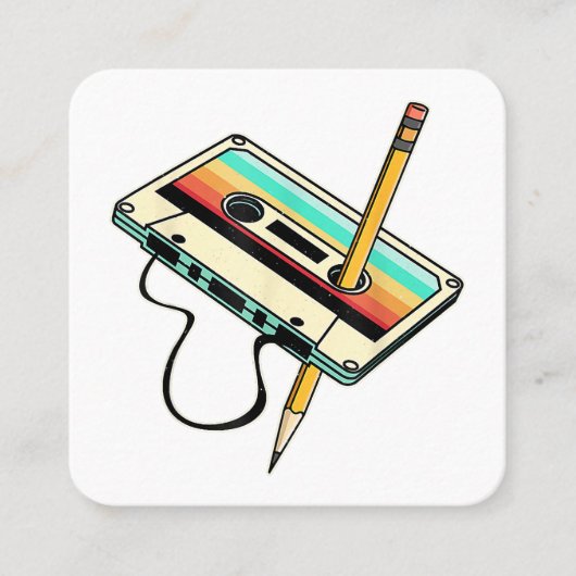 80sカセットテープペンシル1980sレトロヴィンテージスロー スクエア名刺 (正面)