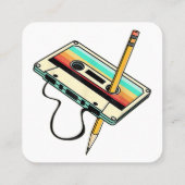 80sカセットテープペンシル1980sレトロヴィンテージスロー スクエア名刺 (裏面)