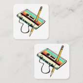 80sカセットテープペンシル1980sレトロヴィンテージスロー スクエア名刺 (正面/裏面)