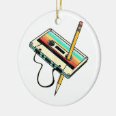 80sカセットテープペンシル1980sレトロヴィンテージスロー セラミックオーナメント (左)