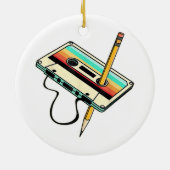 80sカセットテープペンシル1980sレトロヴィンテージスロー セラミックオーナメント (裏面)