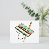 80sカセットテープペンシル1980sレトロヴィンテージスロー ポストカード (スタンド正面)