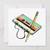 80sカセットテープペンシル1980sレトロヴィンテージスロー 招待状 (裏面)