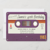 80'sカセットテープ誕生日パーティー,レトロ 招待状 (正面)