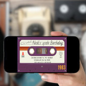 80'sカセットテープ誕生日パーティー,レトロ 招待状