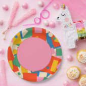 80sカラフル幾何学的抽象芸術パタモダンーン ペーパープレート (パーティー)