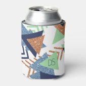80sカラー抽象芸術 | ネイビーバラ金ゴールドミントカスタム 缶クーラー (缶正面)