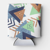 80sカラー抽象芸術 | ネイビーバラ金ゴールドミントカスタム 缶クーラー (正面)