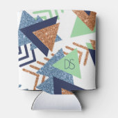 80sカラー抽象芸術 | ネイビーバラ金ゴールドミントカスタム 缶クーラー (裏面)