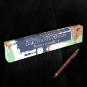 80sカラー抽象芸術 | ネイビーバラ金ゴールドミントブランディング デスクネームプレート