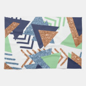 80sカラー抽象芸術 | ネイビーバラ金ゴールドミント90s キッチンタオル (横)