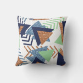 80sカラー抽象芸術 | ネイビーバラ金ゴールドミント90s クッション (裏面)