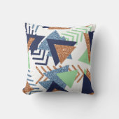 80sカラー抽象芸術 | ネイビーバラ金ゴールドミント90s クッション (正面)