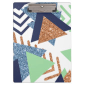 80sカラー抽象芸術 | ネイビーバラ金ゴールドミント90s クリップボード (正面)