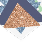 80sカラー抽象芸術 | ネイビーバラ金ゴールドミント90s ショートテーブルランナー (コーナー)