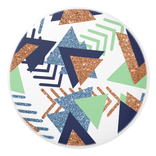 80sカラー抽象芸術 | ネイビーバラ金ゴールドミント90s セラミックノブ (正面)