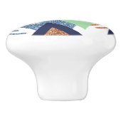 80sカラー抽象芸術 | ネイビーバラ金ゴールドミント90s セラミックノブ (側面)