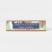 80sカラー抽象芸術 | ネイビーバラ金ゴールドミント90s デスクネームプレート (正面)