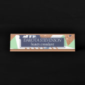 80sカラー抽象芸術 | ネイビーバラ金ゴールドミント90s デスクネームプレート