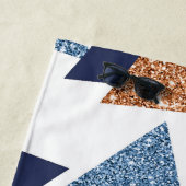 80sカラー抽象芸術 | ネイビーバラ金ゴールドミント90s ビーチタオル (インサイチュ)